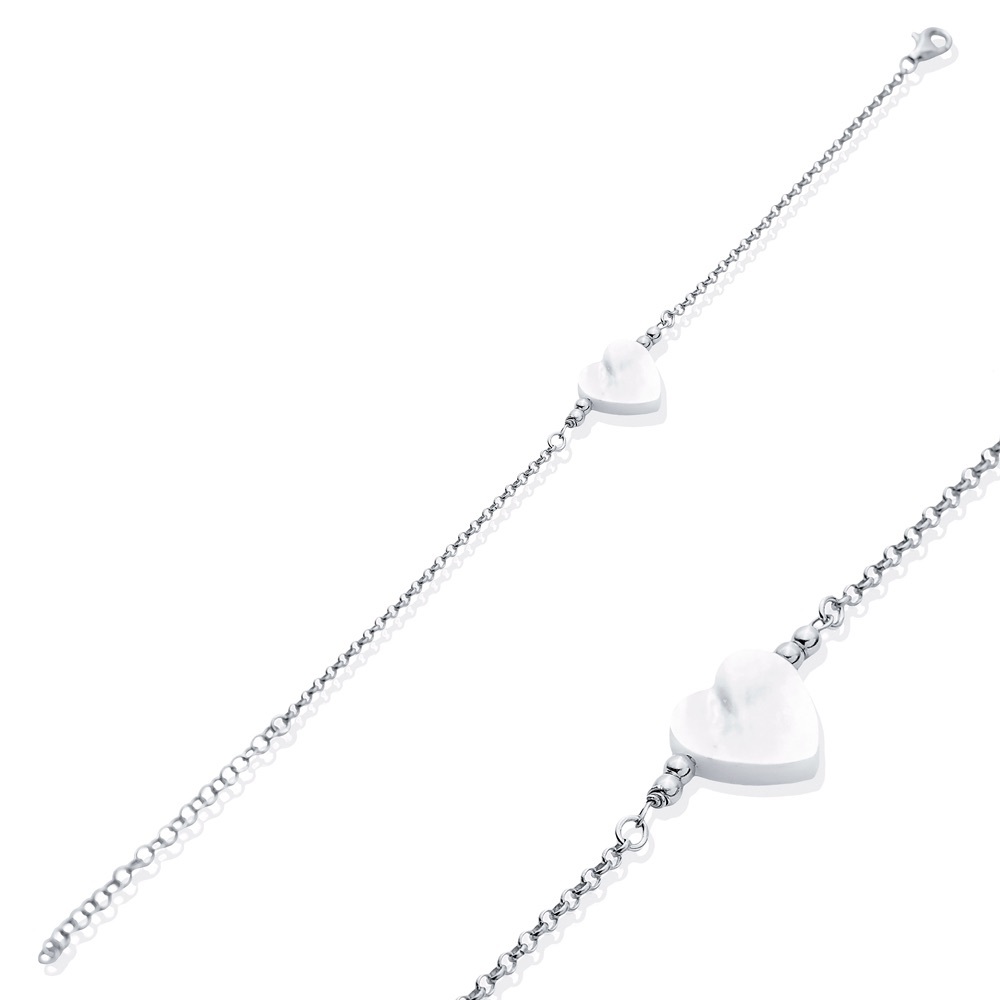 🤍 Mother of Pearl Heart Bracelet - 925 Sterling Silver 💎 - Picture 4 of 4